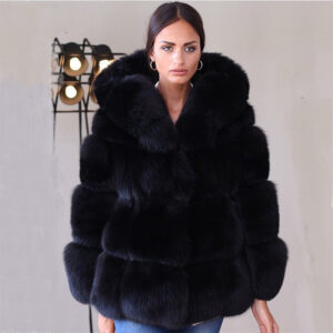 luxurious faux fur bubble hooded coat,