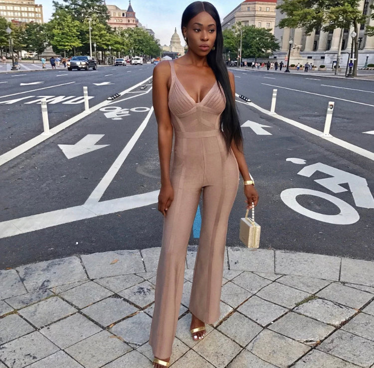 Nude Bandage Jumpsuit