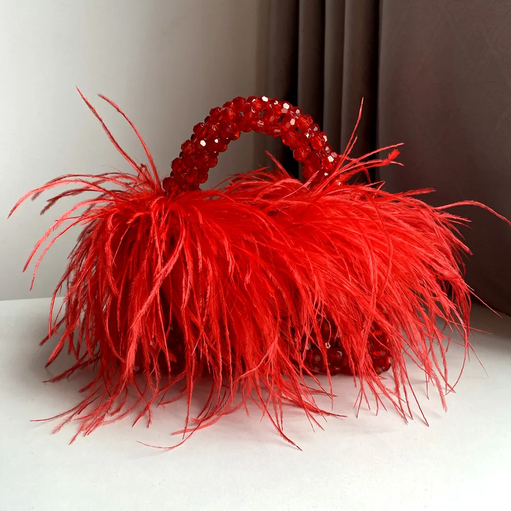 Pearl Bead Feather Bag Shaks Boutique