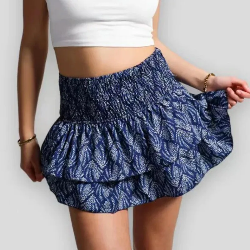 Elastic waist ruffle skirt shop